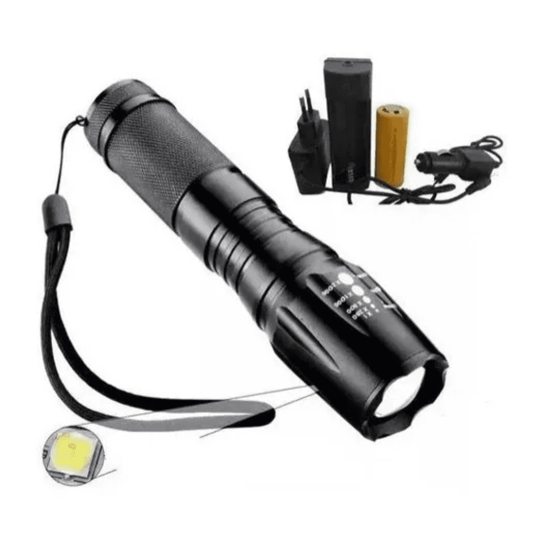 Genérico - Linterna Recargable Con Zoom Mry7014 Negro Con Cargador