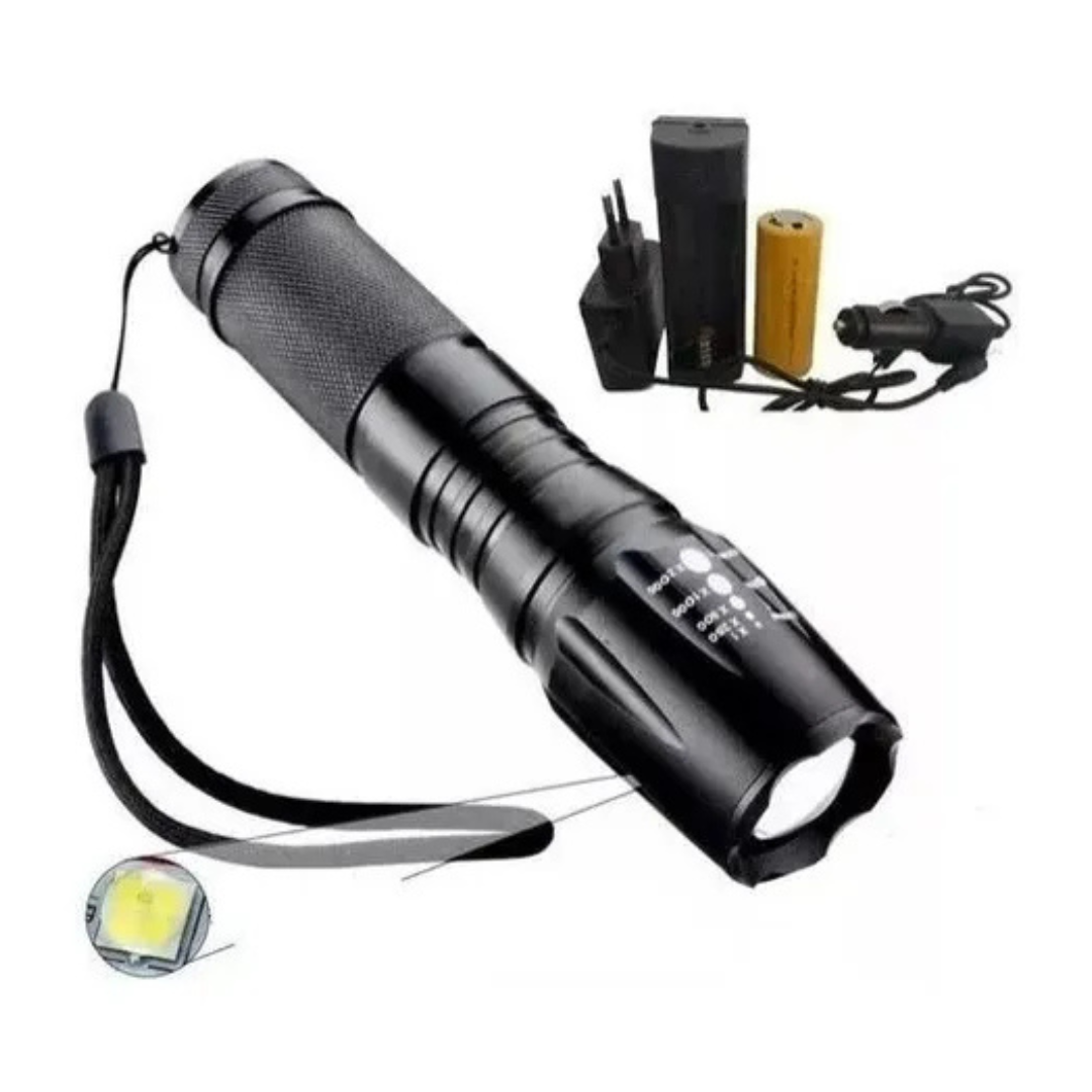 Genérico - Linterna Recargable Con Zoom Mry7014 Negro Con Cargador