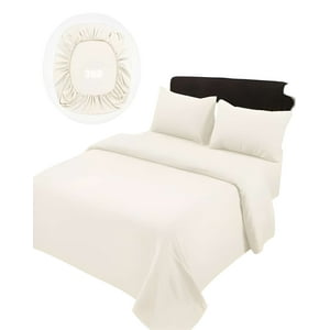 Genérico - Juego De Sabanas De 500 Hilos 2 Plazas Color Beige Claro