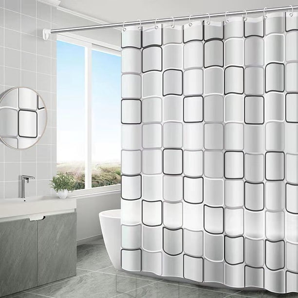 1pc Shower Curtain With 12 Hooks, Waterproof And Mildew-Proof Bath Curtain, Bathroom Decor, Curtain For Windows