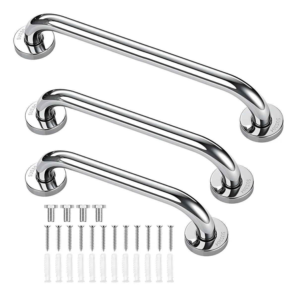 Genérica - Pack 3 Manillas Barra Seguridad Baño Ducha Pasamanos Bañera 30Cm+40Cm+50Cm