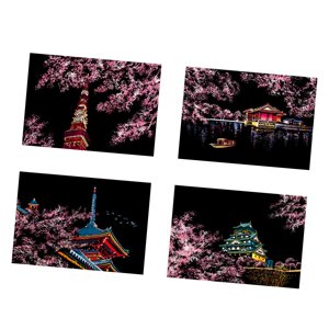 Magideal - 4 Piezas De Tarjetas De Papel Para Rascar, Pintar Y Rayar, Grabado, Hojas Negras Creativas Para Rascar, Graffiti Artístico Colorido, Suministros Estilo C