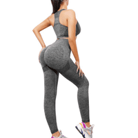 Genérico - Conjunto Deportivos Calza + Top Levanta Cola Estándar S/M Gris Lisa