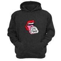 Genérico - Polerón Canguro Girl Power Gris Oscuro Talla Xs Unisex