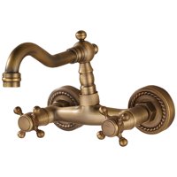 Magideal - Grifo De Cocina Montado En La Pared Para Agua Fría Y Caliente, Grifo Mezclador Flexible Con Doble Manija Para Restaurantes, Vehículos Recreativos Y La Corto