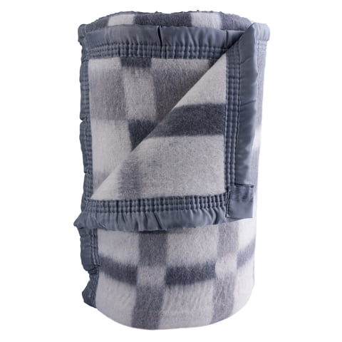 Andes - Frazadda 50% Lana Cuadros Gris 1 5 Plaza