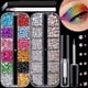 thumbnail image 1 of Kit de pedrería plana de colores con cristales AB y gemas blancas transparentes, pegamento de secado rápido, lápiz aplicador y pinza para nail art y maquillaje facial, 1 of 6