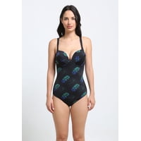 Samia - Enterito De Una Pieza Estampado Negro Xxl