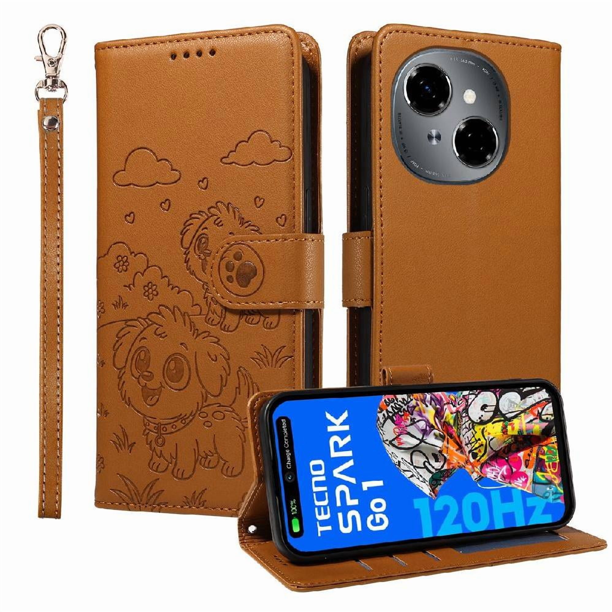 Funda Billetera Foxdock Compatible Con Tecno Spark Go 2025, Diseño Perrito Tierno, Ranuras Para Tarjetas Y Soporte Plegable