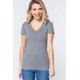 thumbnail image 1 of Saronite Camiseta Básica de Punto Henley de Manga Corta con Cuello en V, Gris Jaspeado (para Mujer), 1 of 4