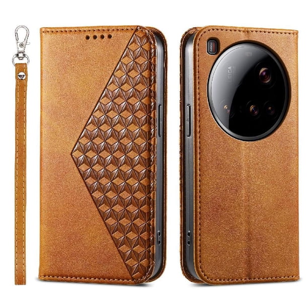 Funda Flip FOXDOCK para Xiaomi 15 Ultra , Estilo Billetera con Diseño Rombo, Correa de Mano y Soporte, Uso Diario