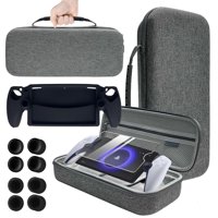 Genérico - Juego De Accesorios Para Playstation Portal, Adecuado Para Ps Portal Y Protector De Pantalla De Cristal Templado Inastillable Funda De Transporte, 8 Tapas Para Los Pulgares-Gris