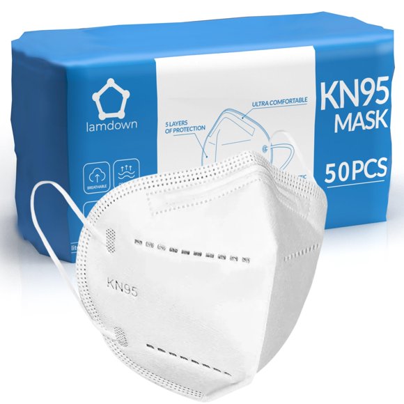 Mascarilla Respiratoria Lamdown KN95 Paquete de 50 Unidades 5 Capas Desechable