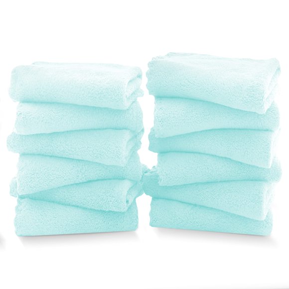 Paquete de 12 toallas TENSTARS de terciopelo coral, 30 x 30 cm, suave