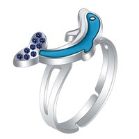 Magideal - Anillo Que Cambia De Color Anillo De Humor Joyería De Moda Decoración De Anillo De Apertura Anillo De Apertura Para El Día De San Valentín Fiesta Delfín