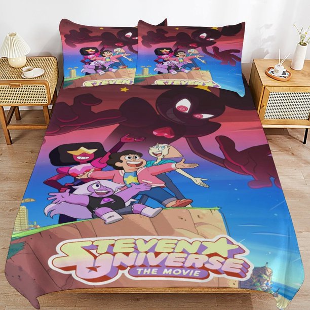 x159 Steven Universe Bed Duvet Cover Microfiber Bedding Sets 3D Printed Lightweight 3 Piece Comforter Sets, 1 Duvet Cover And 2 Pillow Shams for Kids Boys Girls 79"x90" jn159
