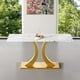 thumbnail image 3 of Transformable Heavy-Duty Stainless Steel Base in Gold, 63" x 35" Dining Table, Luxury Pandora White Pattern Tempered Glass Rock Top for Kitchen Dining Room, 3 of 3