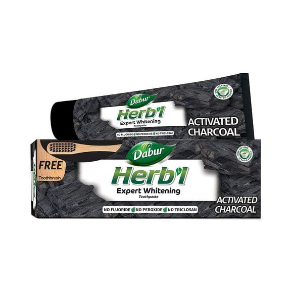 Dabur Herb'l Pasta Dental Carbón Activado + Cepillo de Dientes 150 ML