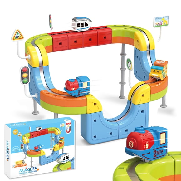 Pista de tren eléctrico SharpCreation Track Fusion, juguete STEM para niños de 4 a 8 años