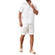 thumbnail image 2 of INSPIRE CHIC Conjunto de Pijama de Satén para Hombre de Manga Corta con Botones a Rayas Ropa de Dormir Sedosa Conjunto de Pantalones Cortos XL Blanco, 2 of 5