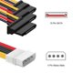 thumbnail image 2 of Cable de alimentación Molex de 4 pines a 3 SATA (paquete de 5), conector Molex IDE macho a 3 conectores SATA hembra de 15 pines para disco duro HDD de 20 cm y 7,8 pulgadas, 2 of 6