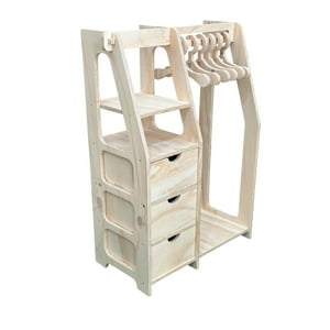 Genérico - Clóset Montessori De Madera Con 6 Colgadores