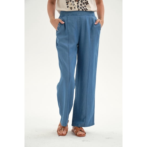 Jeans Mujer Tencel Pretina Elasticada Azul Claro
