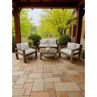 Miaruste - Terraza Rústica Modelo Ambar 4 Cuerpos Color Madera Roble Cojinería Crudo