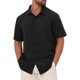 thumbnail image 4 of INSPIRE CHIC Camisas de Hombre para Regreso a Clases Manga Corta Abotonada Playa Verano Cuello de Punta Camisa L Negro, 4 of 6