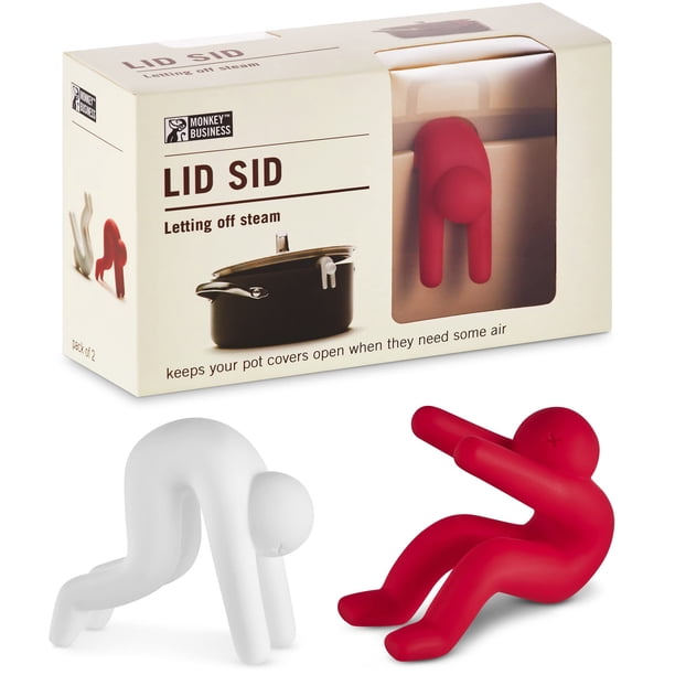 Tapa elevadora para ollas con forma de mono Business Lid Sid, de silicona, resistente al calor