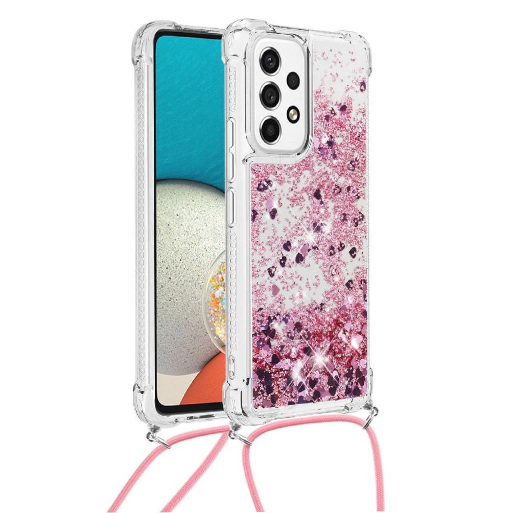 Funda Foxdock Para Samsung Galaxy A53 5G Con Cuerda Ajustable, Brillo Líquido, Protección Antigolpes Y Lente – Ideal Para Regalo