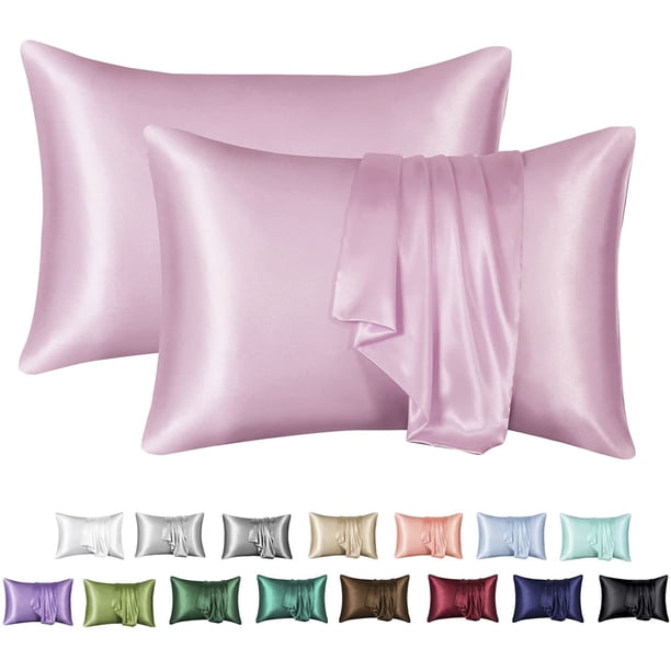 1 Pair, Solid Color Faux Silk Satin Pillowcase, Household Bedding, Envelope Pillowcase