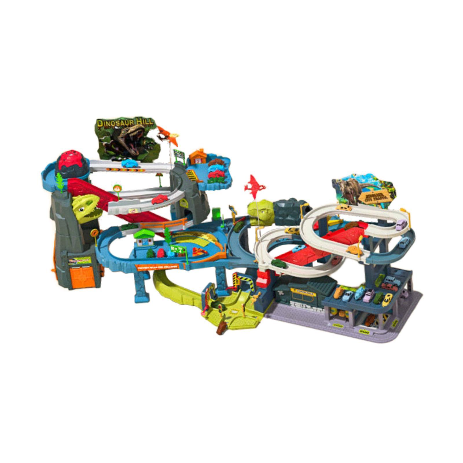 Magideal - Juguete De Pista De Carreras De Dinosaurios, Juguete Educativo Con Coche Dinosaurio, Vías De Tren Flexibles Y Divertidas Para Niños De 2, 3, 4, 5 Años Erupción