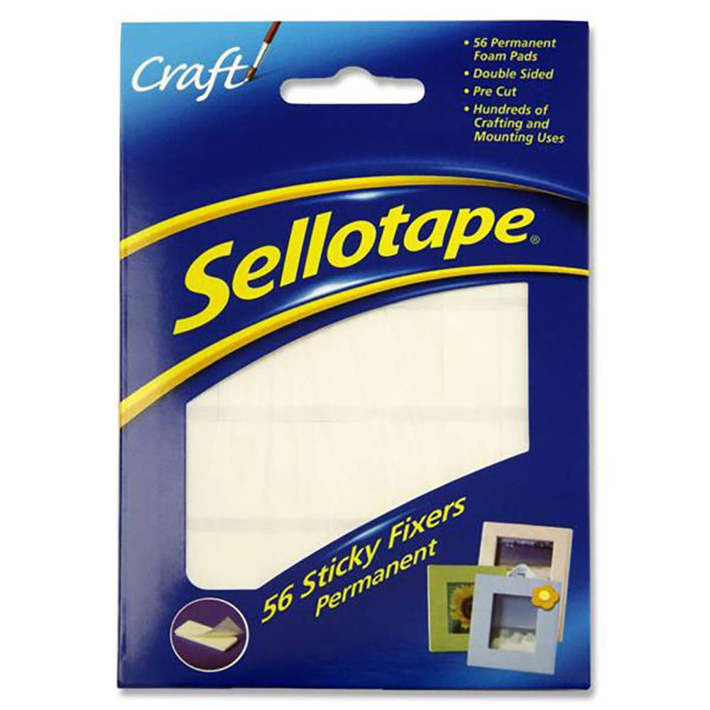 Sticky Fixer Sellotape H395423, Permanente, De Doble Cara, Color Blanco
