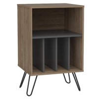 Fmfurniture - Mesa Auxiliar Con Entrepaños Fm-001C Café Claro Y Plomo