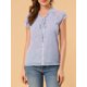 thumbnail image 5 of INSPIRE CHIC Blusa Floral de Mujer con Manga Corta de Gorro Chiffón Casual con Volantes Morado XS, 5 of 7
