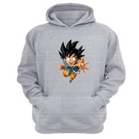 Genérico - Polerón Canguro Goku Gris Claro Talla L Unisex