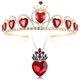 thumbnail image 1 of Conjunto de joyas HEIKLN Descendant Gold Tiara con corona de corazón rojo, 1 of 7