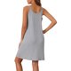 thumbnail image 3 of INSPIRE CHIC Vestido de Dormir de Modal Acanalado para Mujer con Doble Tirante Espagueti hasta la Rodilla para Descanso y Viaje M Gris, 3 of 5