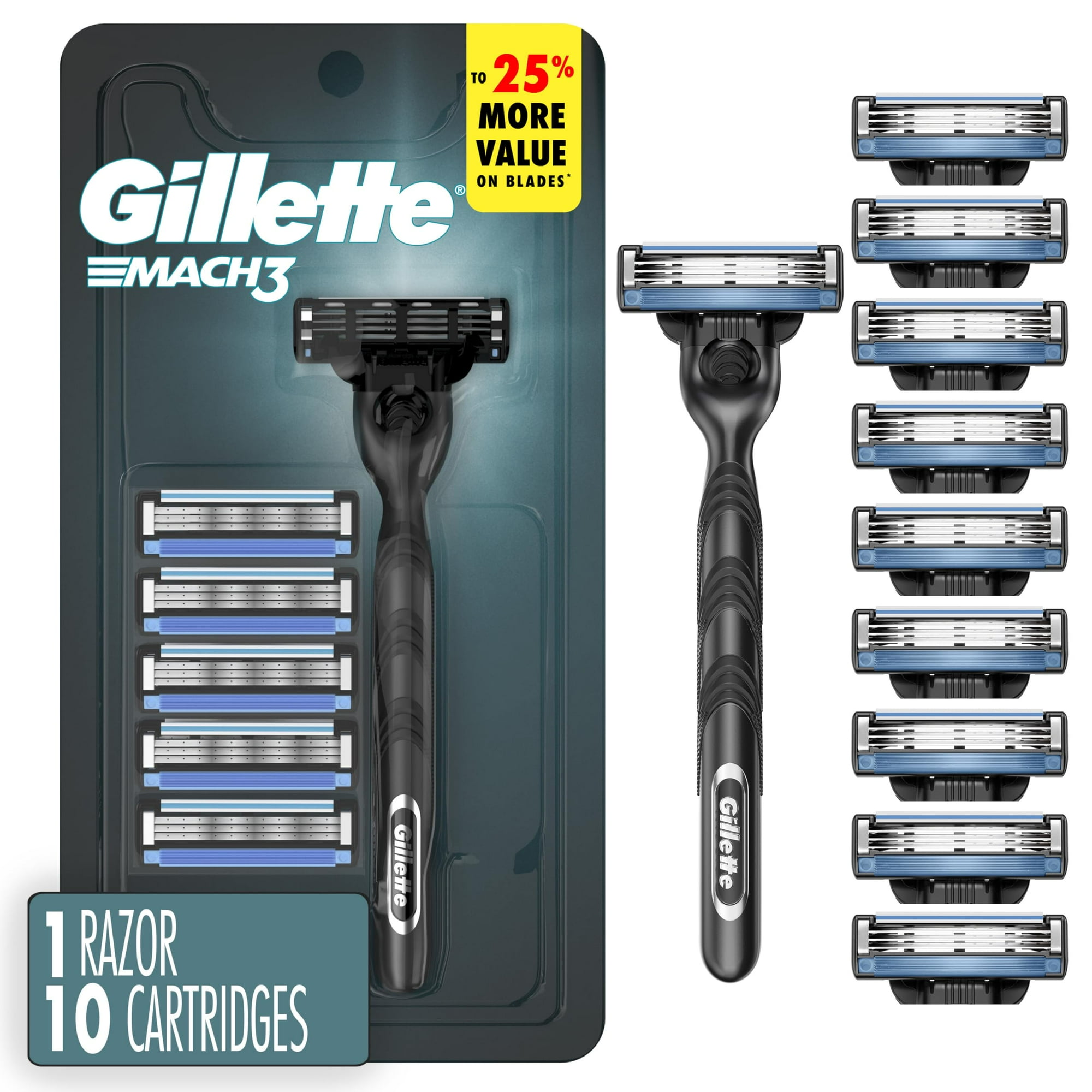 Maquinilla De Afeitar Gillette Mach3 Para Hombre Con 10 Recambios