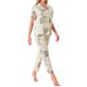 thumbnail image 4 of INSPIRE CHIC Conjunto de Pijama para Mujer con Botones, Estampado Floral de Tencel, Manga Corta, Cuello con Muesca, Pantalones con Bolsillos, Talla L, Beige, 4 of 6