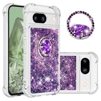 Foxdock - Funda Para Google Pixel 8A Con Brillo Líquido, Protección Completa Y Soporte De Anillo Giratorio