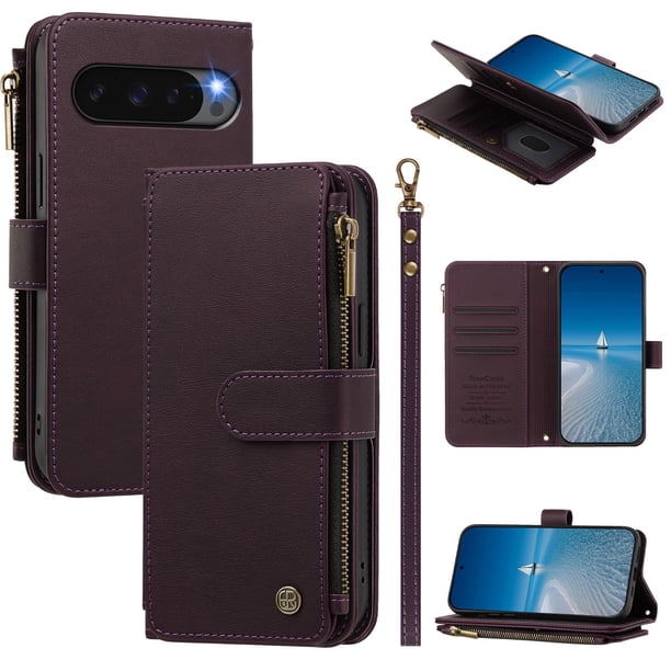 Cartera Google Pixel 9 Pro XL 5G con Monedero y Ranuras, Morado