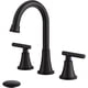 thumbnail image 1 of Grifera para baño Hurran Negra Mate 3 Agujeros 8in Acero Inoxidable, 1 of 3