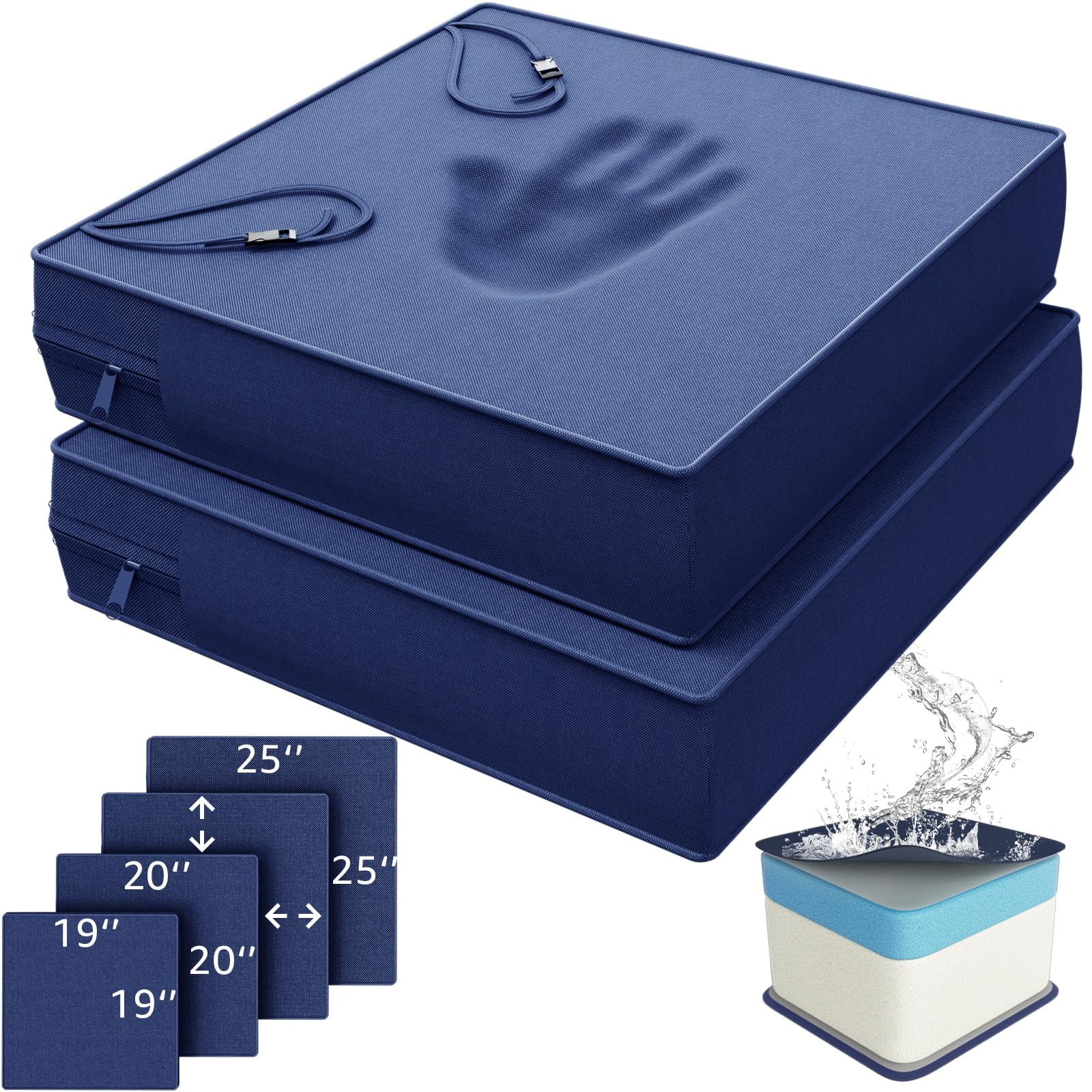 Cojines Para Silla De Exterior Yening 51x51 Cm Impermeables Azul Marino