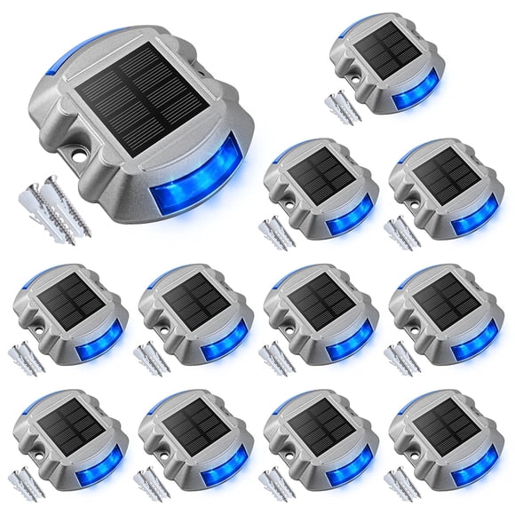 Luces solares para terraza VOLISUN, inalámbricas, IP67, impermeables, color azul, paquete de 12
