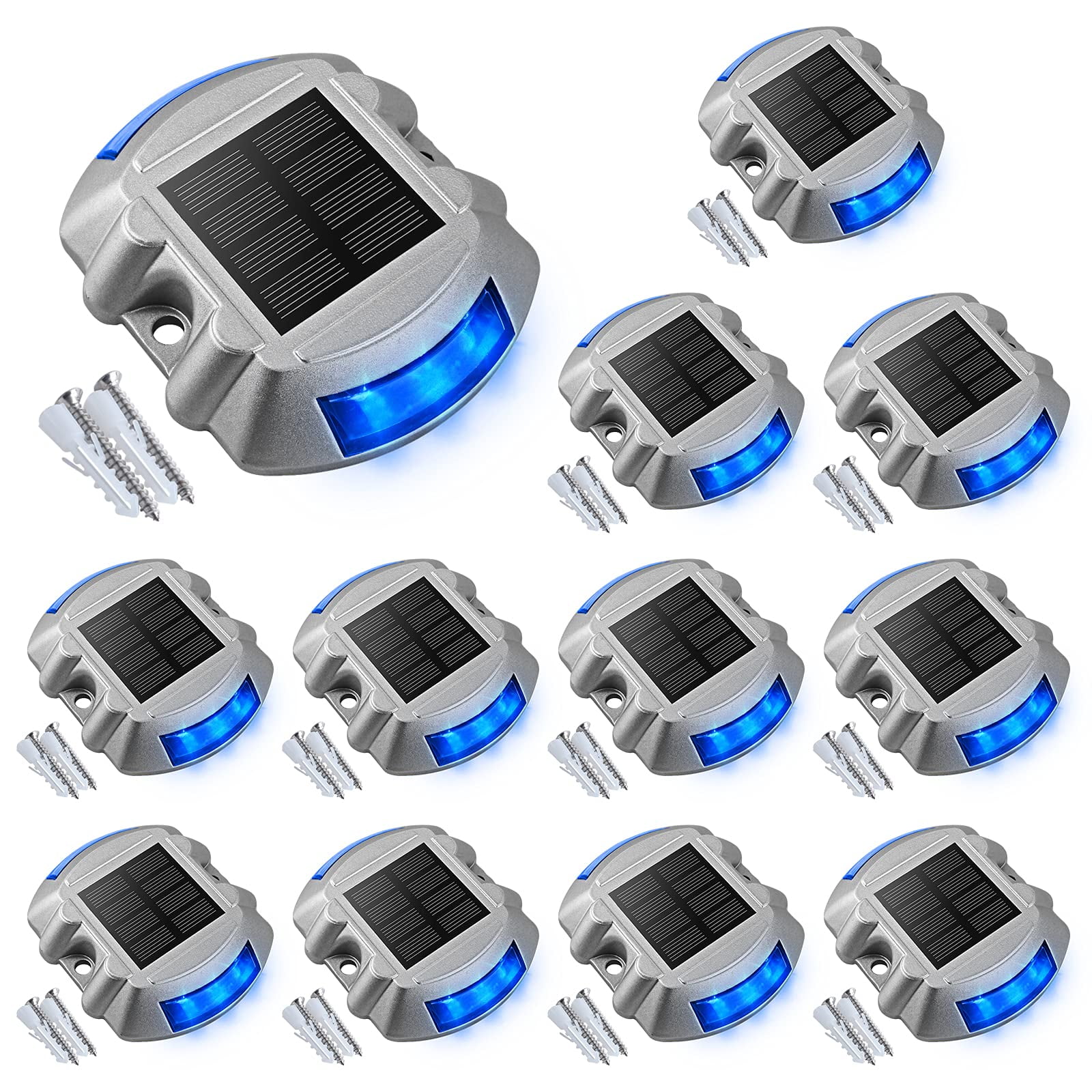 Luces Solares Para Terraza Volisun, Inalámbricas, Ip67, Impermeables, Color Azul, Paquete De 12
