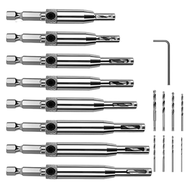 Juegos de brocas centrales, autocentrante Tapper Core Hole Puncher Herramientas de carpintería para puerta de pequeña sala 5/64 '' 7/64 '' 9/64 ''