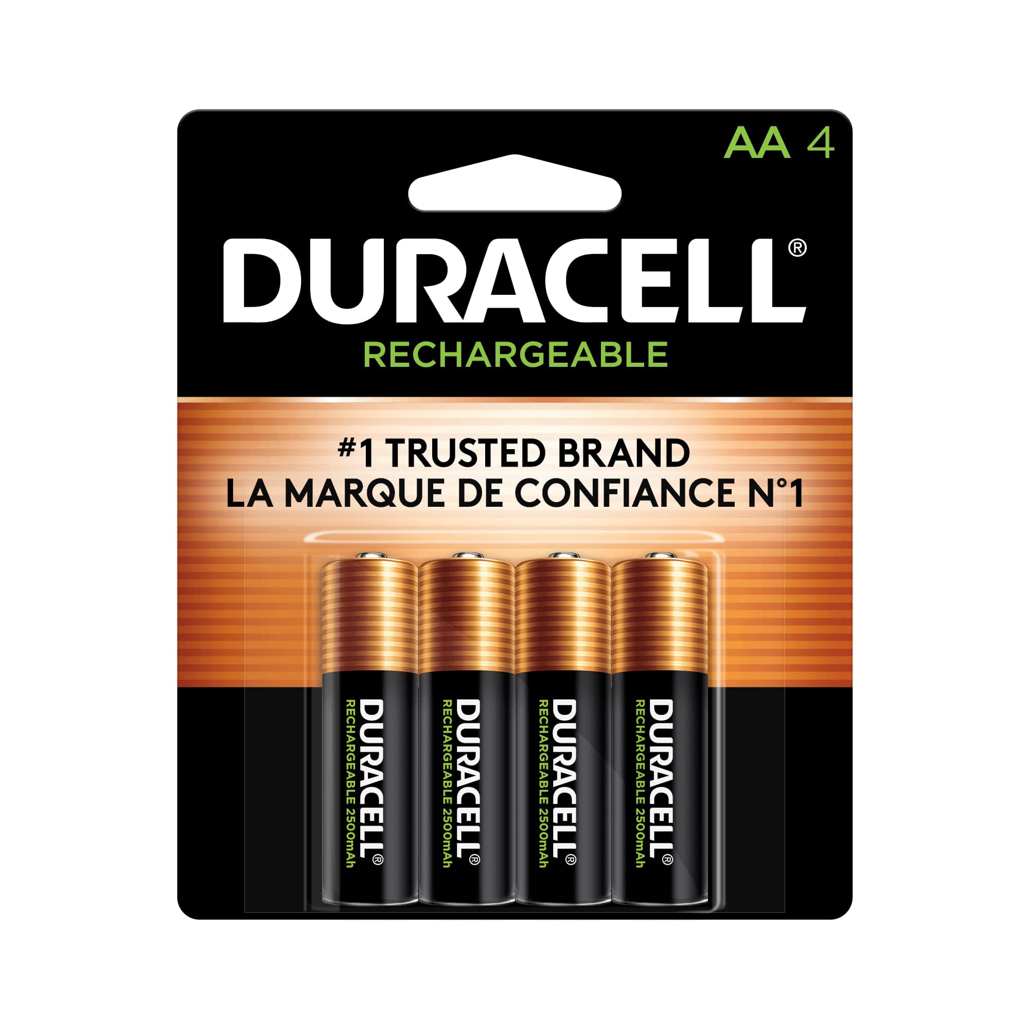 Pilas Recargables Duracell Aa, Paquete De 4 Unidades, Potencia De Larga Duración