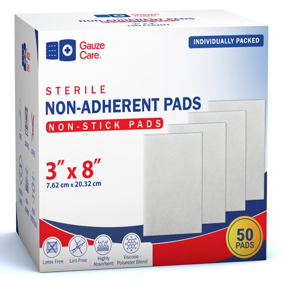 Almohadillas de gasa Gauze Care 8 × 7,6 cm – paquete de 50 sin adherencia